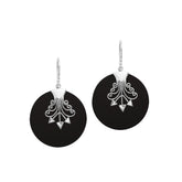 AE-1192-SHB Sterling Silver Earring With Round Black Shell Jewelry Bali Designs Inc